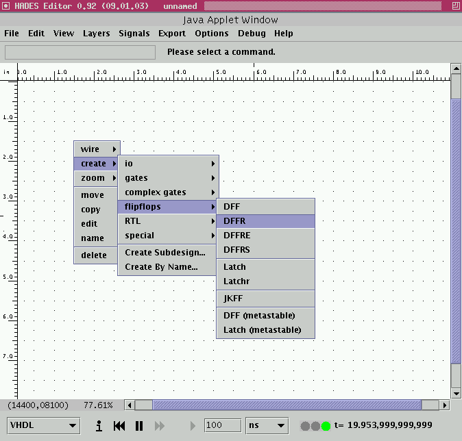 editor screenshot with popup menu