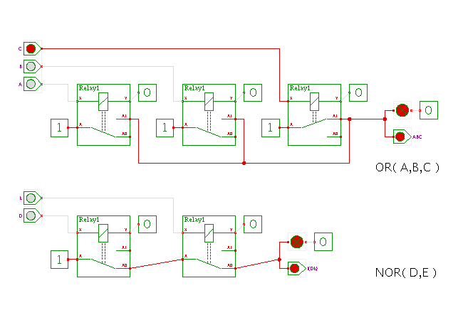 relay-based OR and NOR circuits screenshot