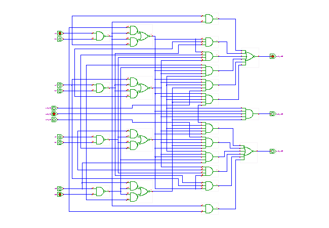 TTL-series 7485 comparator circuit (4 bit) screenshot