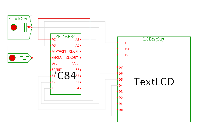 PIC16F84 and LCD with user-defined characters screenshot
