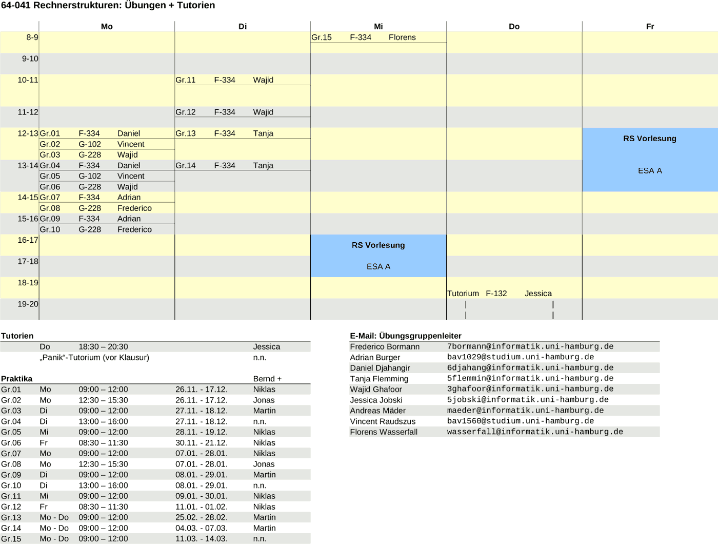 Stundenplan RS 2018